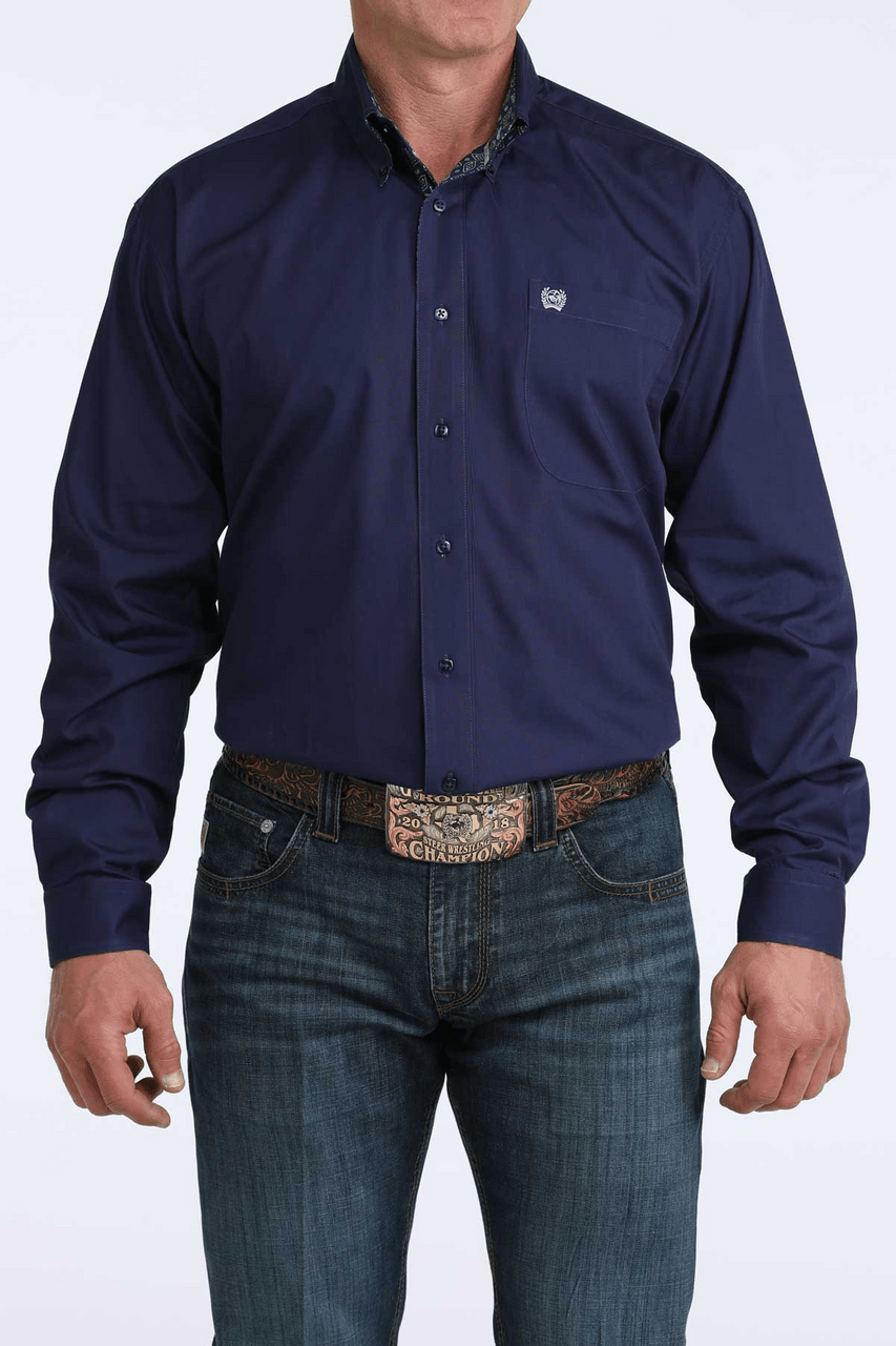 Cinch Men's Long Sleeve Solid Shirt Royal MTW1106074 - Southern Soule Designs