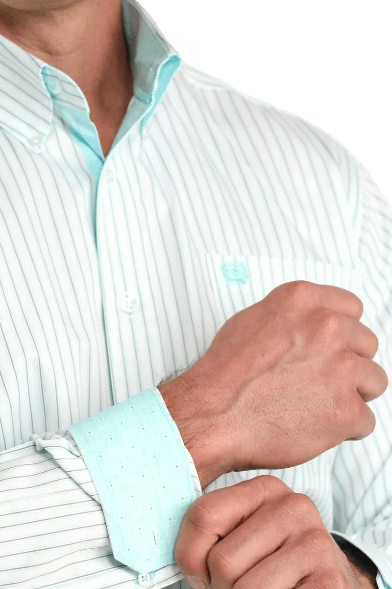 Cinch Men's Long Sleeve Stripe Shirt White MTW1106061 - Southern Soule Designs