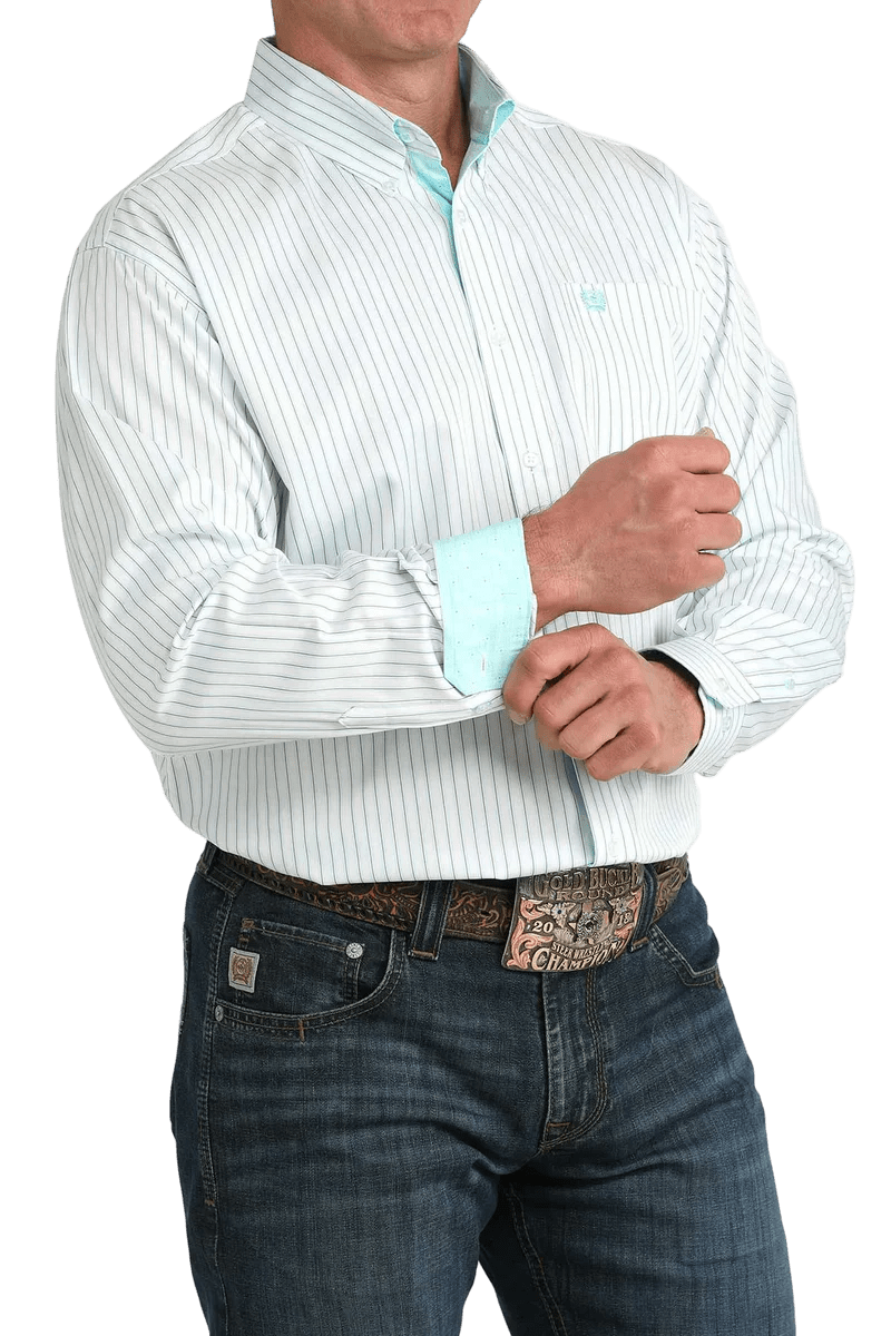Cinch Men's Long Sleeve Stripe Shirt White MTW1106061 - Southern Soule Designs