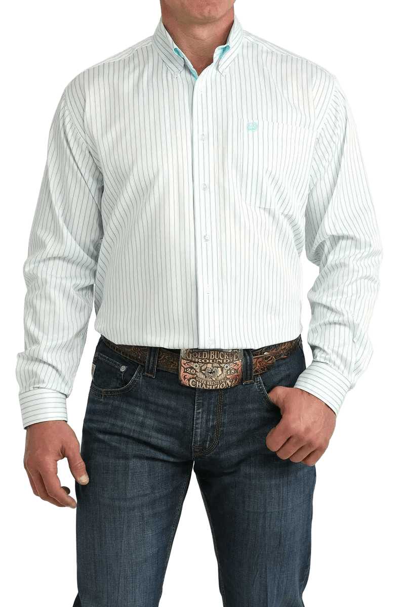 Cinch Men's Long Sleeve Stripe Shirt White MTW1106061 - Southern Soule Designs