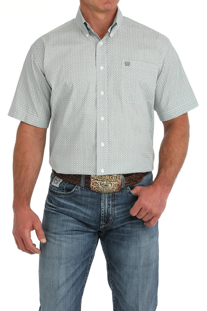 Cinch Men's Medallion Print Short Sleeve Shirt Green MTW1111474 - Southern Soule Designs