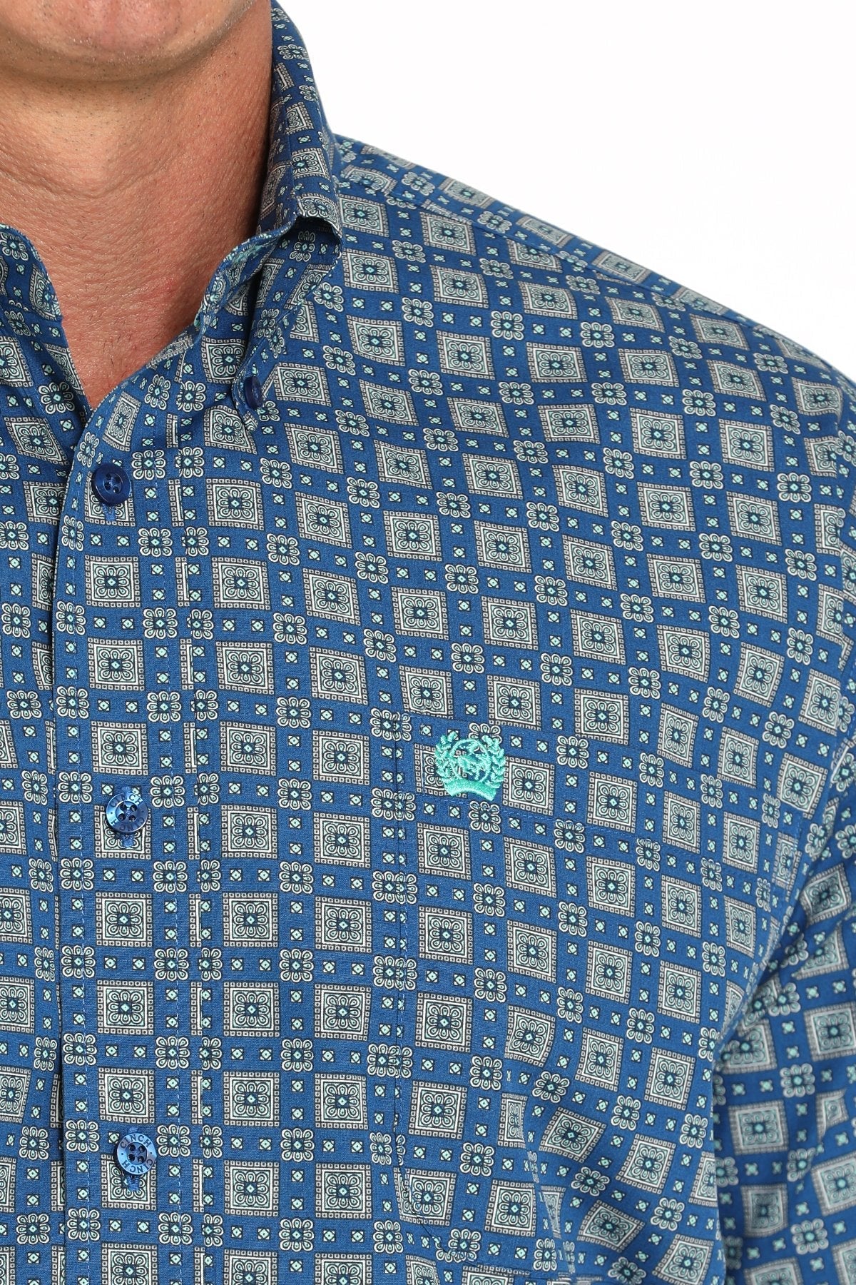 Cinch Men's Medallion Print Short Sleeve Shirt Royal MTW1111486 - Southern Soule Designs