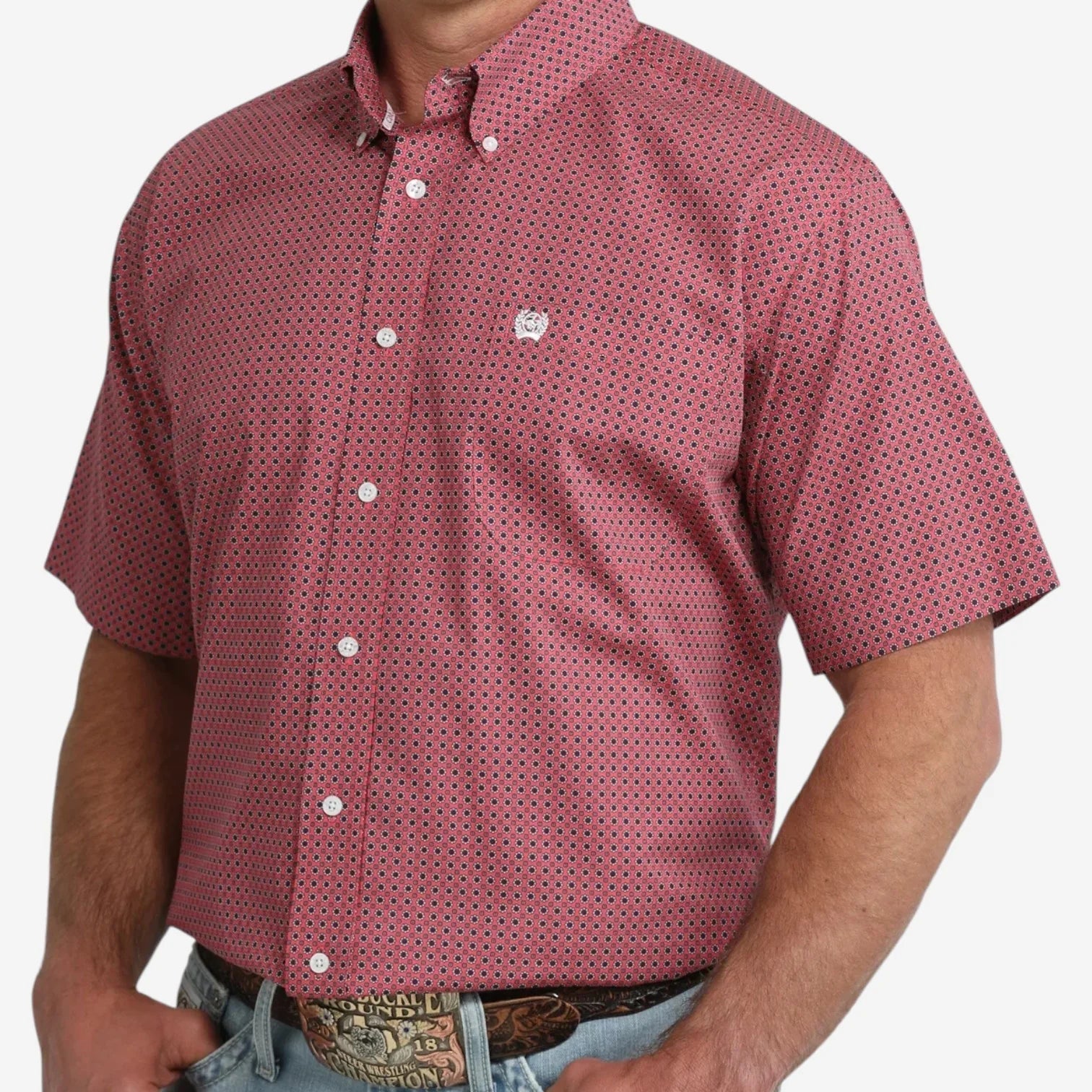 Cinch Men's Pink Short Sleeve Shirt MTW1111523 - Southern Soule Designs