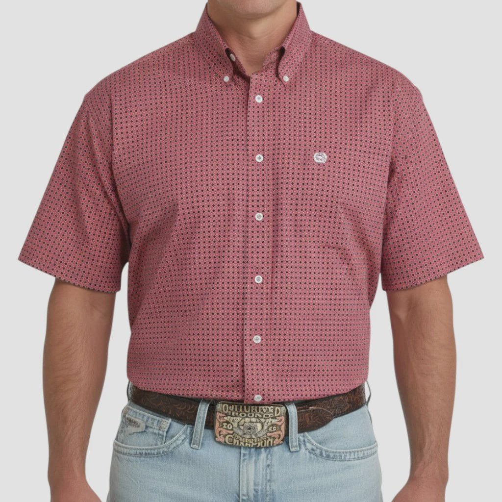 Cinch Men's Pink Short Sleeve Shirt MTW1111523 - Southern Soule Designs
