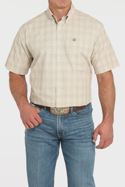 Cinch Men's Plaid Short Sleeve Shirt Khaki MTW1111489 - Southern Soule Designs
