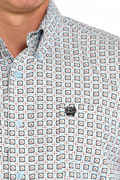 Cinch Men's Print Short Sleeve Shirt Light Blue MTW1111490 - Southern Soule Designs