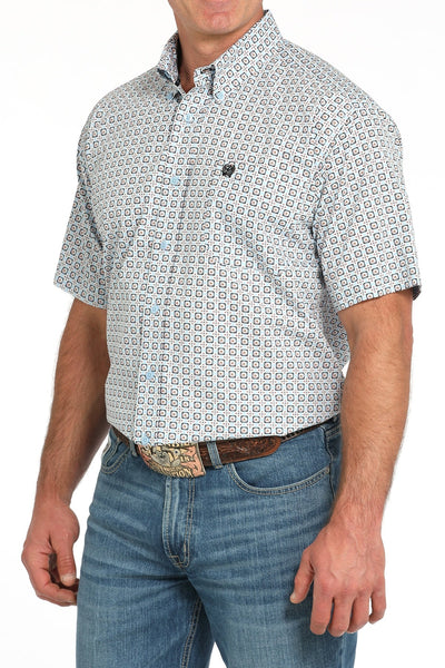 Cinch Men's Print Short Sleeve Shirt Light Blue MTW1111490 - Southern Soule Designs