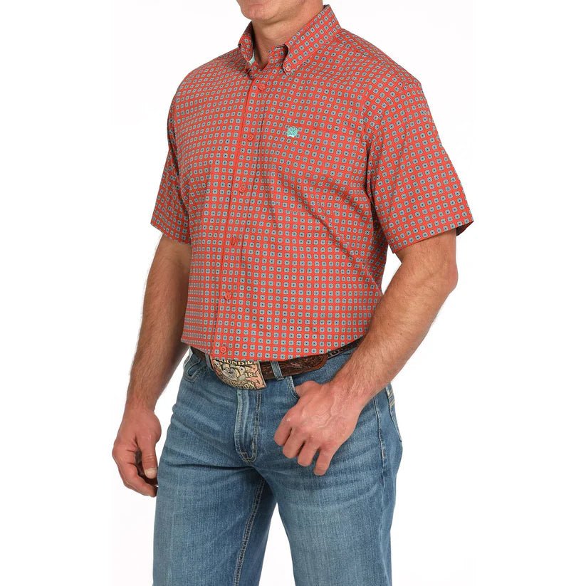 Cinch Men's Print Short Sleeve Shirt Red MTW1111488 - Southern Soule Designs