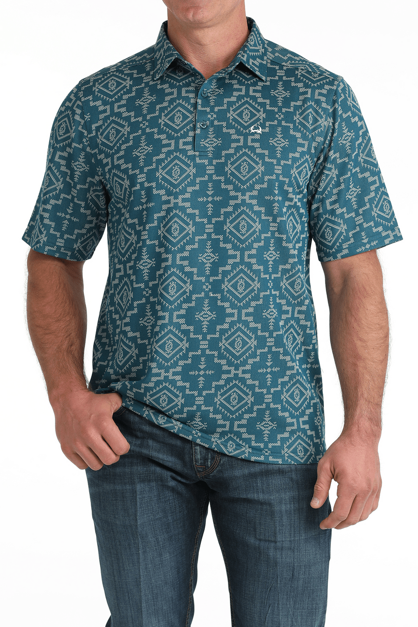 Cinch Men's Short Sleeve Arenaflex Polo Blue MTK1865037 - Southern Soule Designs