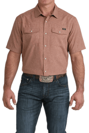 Cinch Men's Short Sleeve Camp Shirt Brown MTW1402010 - Southern Soule Designs