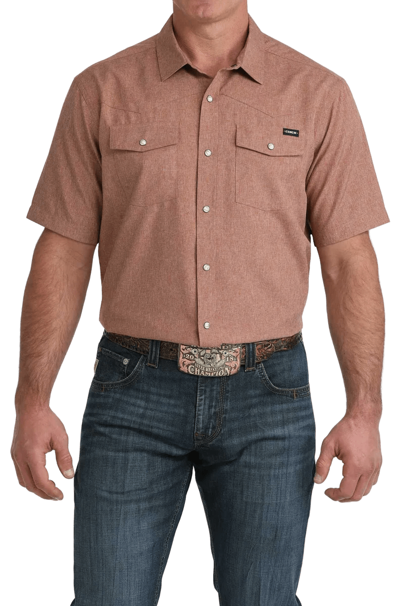 Cinch Men's Short Sleeve Camp Shirt Brown MTW1402010 - Southern Soule Designs