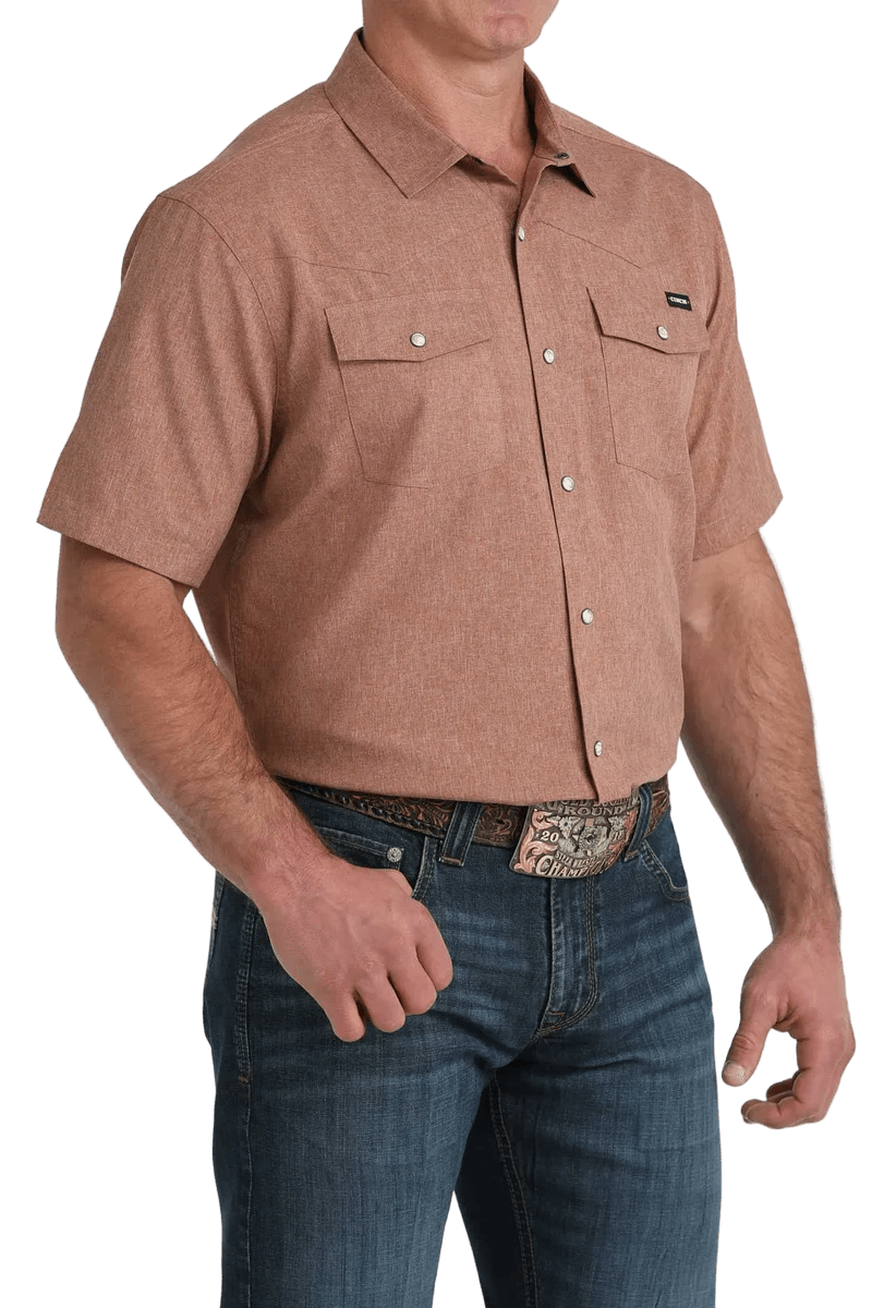 Cinch Men's Short Sleeve Camp Shirt Brown MTW1402010 - Southern Soule Designs