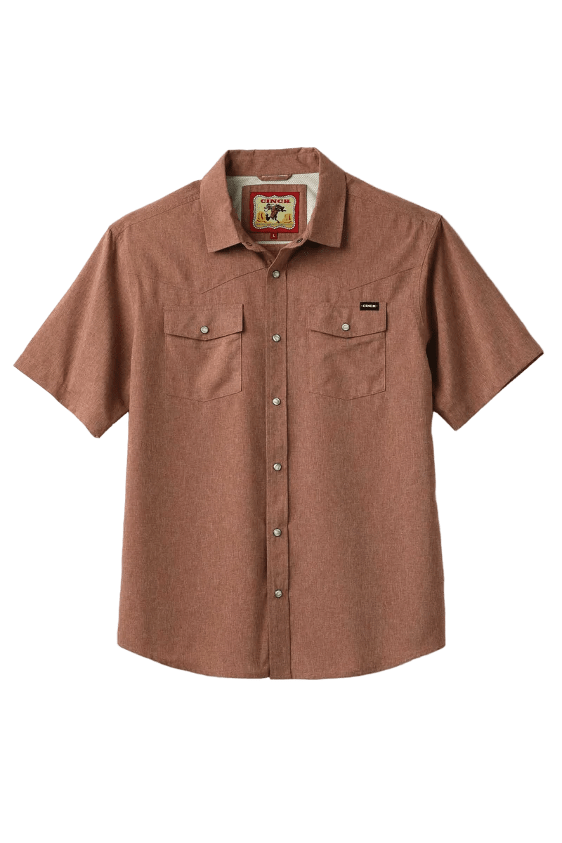 Cinch Men's Short Sleeve Camp Shirt Brown MTW1402010 - Southern Soule Designs