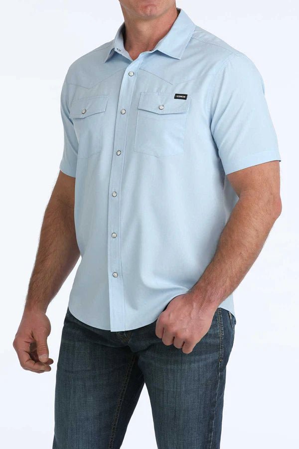 Cinch Men's Short Sleeve Camp Shirt Light Blue MTW1402009 - Southern Soule Designs