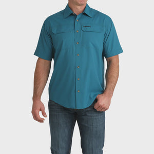Cinch Men's Short Sleeve Solid Arenaflex Shirt Teal MTW1723004 - Southern Soule Designs