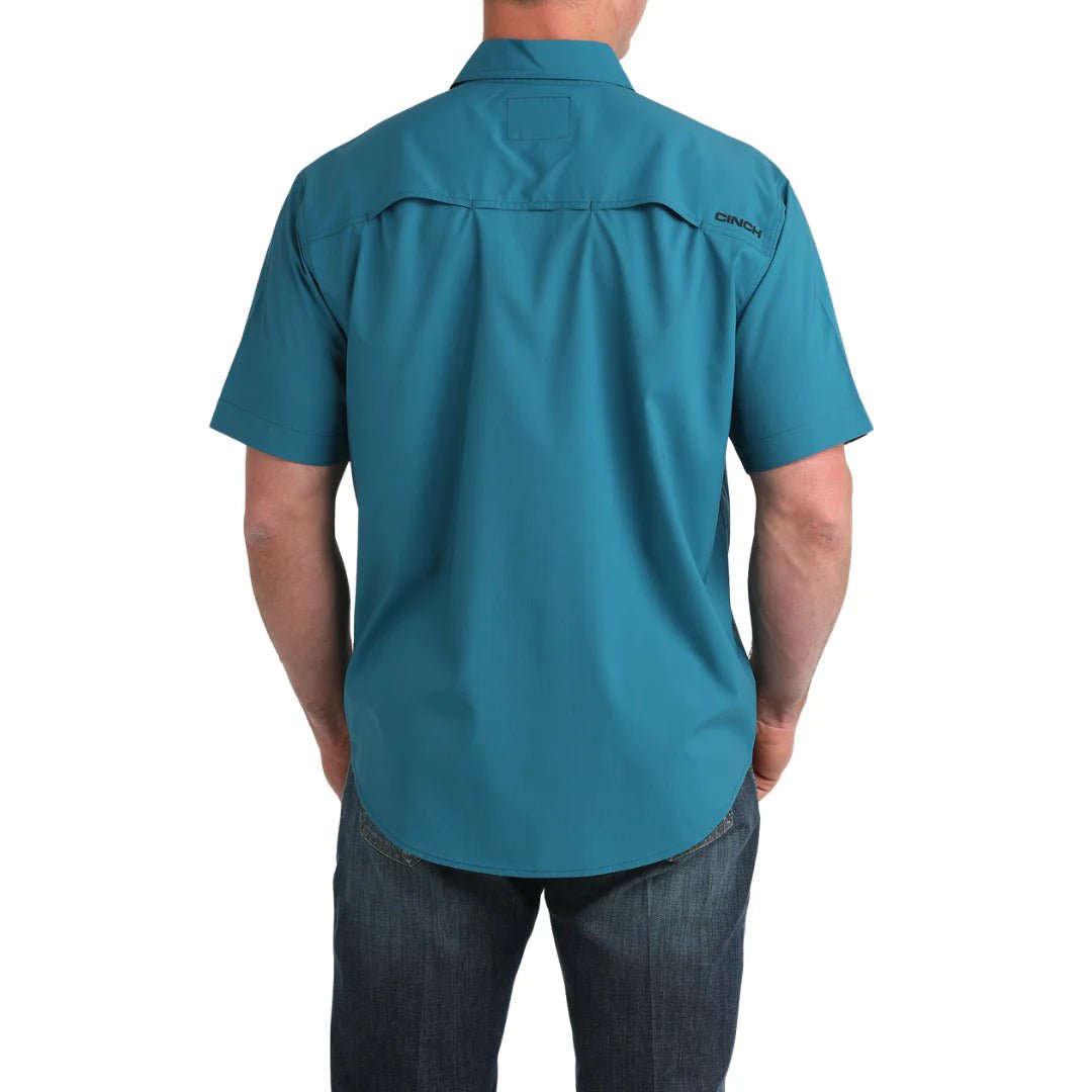 Cinch Men's Short Sleeve Solid Arenaflex Shirt Teal MTW1723004 - Southern Soule Designs
