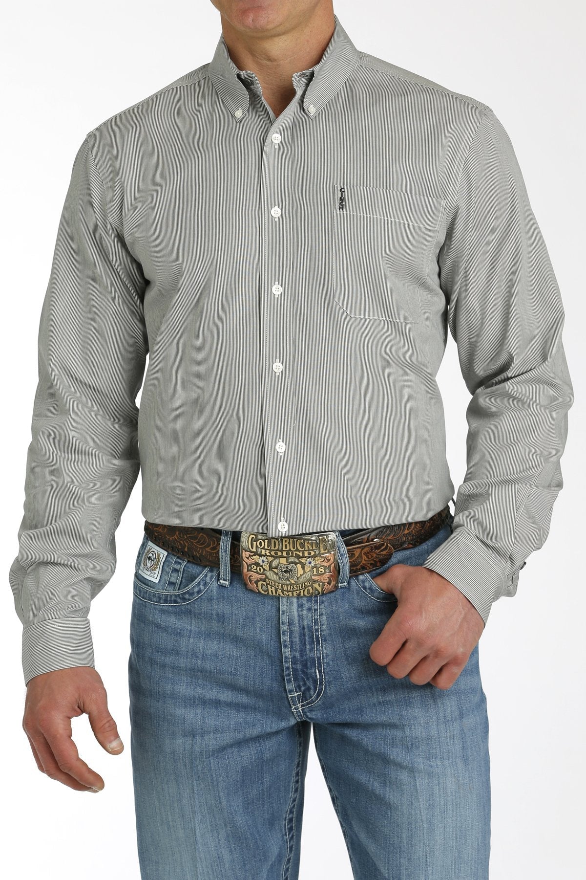 Cinch MNS Charc LS Stripe MTW1347102 - Southern Soule Designs