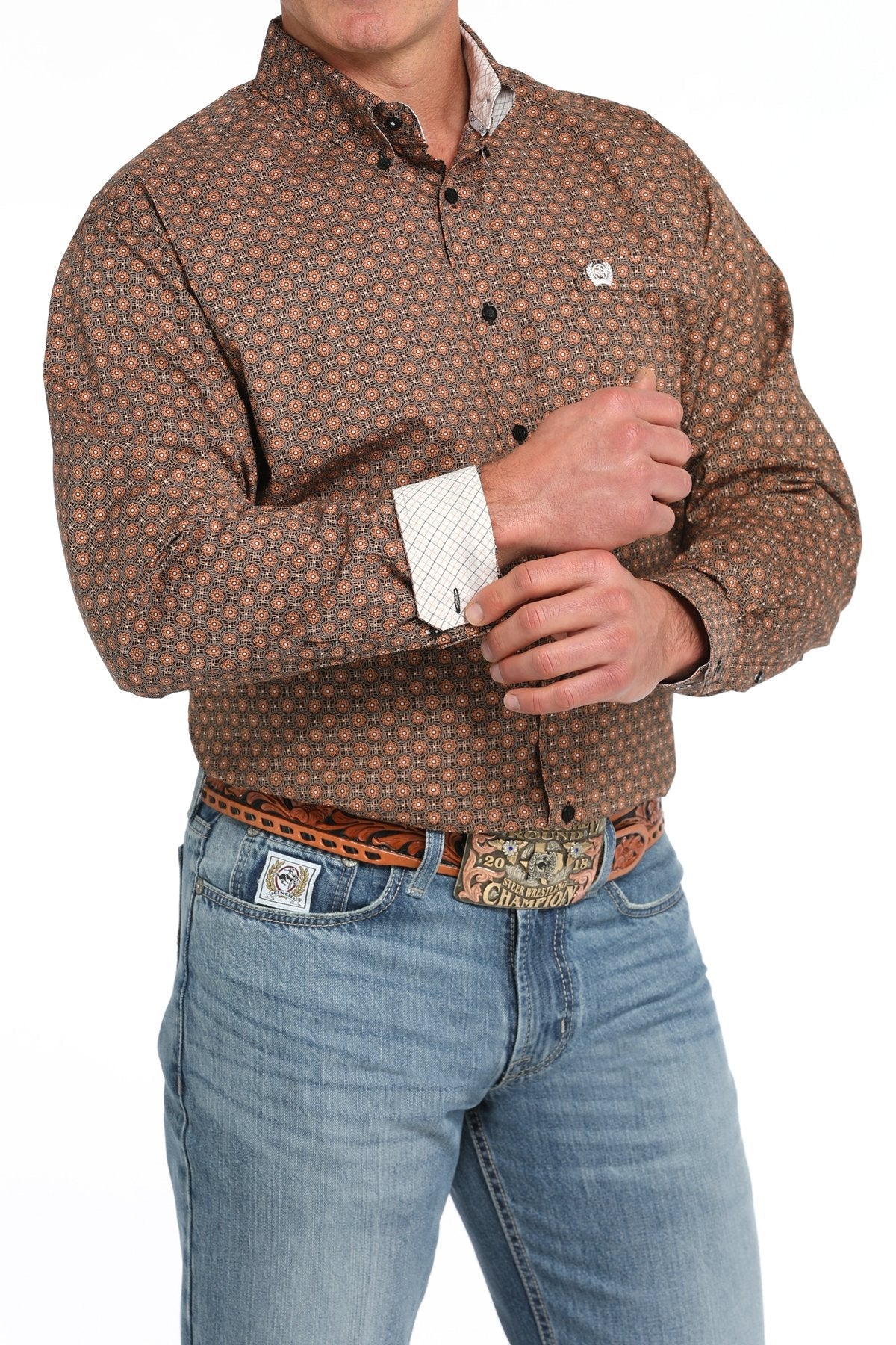 Cinch MNS Long Sleeve Medallion Print Black MTW1105833 - Southern Soule Designs