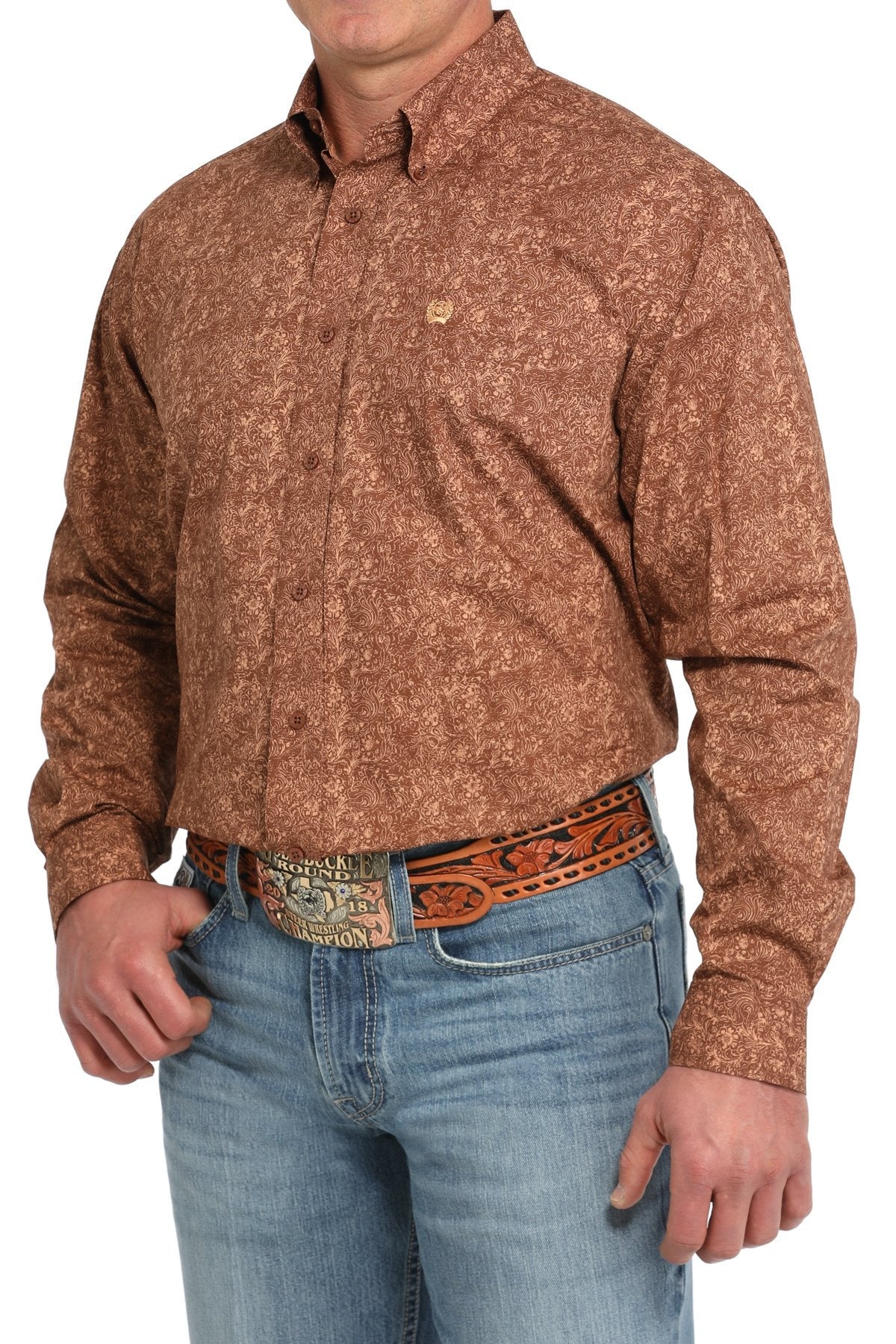 Cinch MNS Long Sleeve Paisley Print Brown MTW1105832 - Southern Soule Designs
