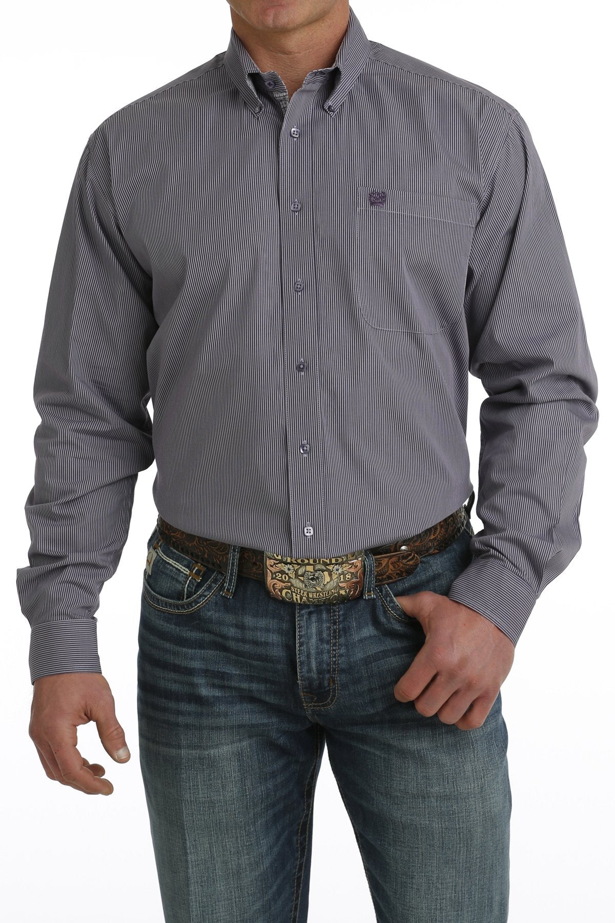 Cinch MNS Purple LS Stripe MTW1105736 - Southern Soule Designs