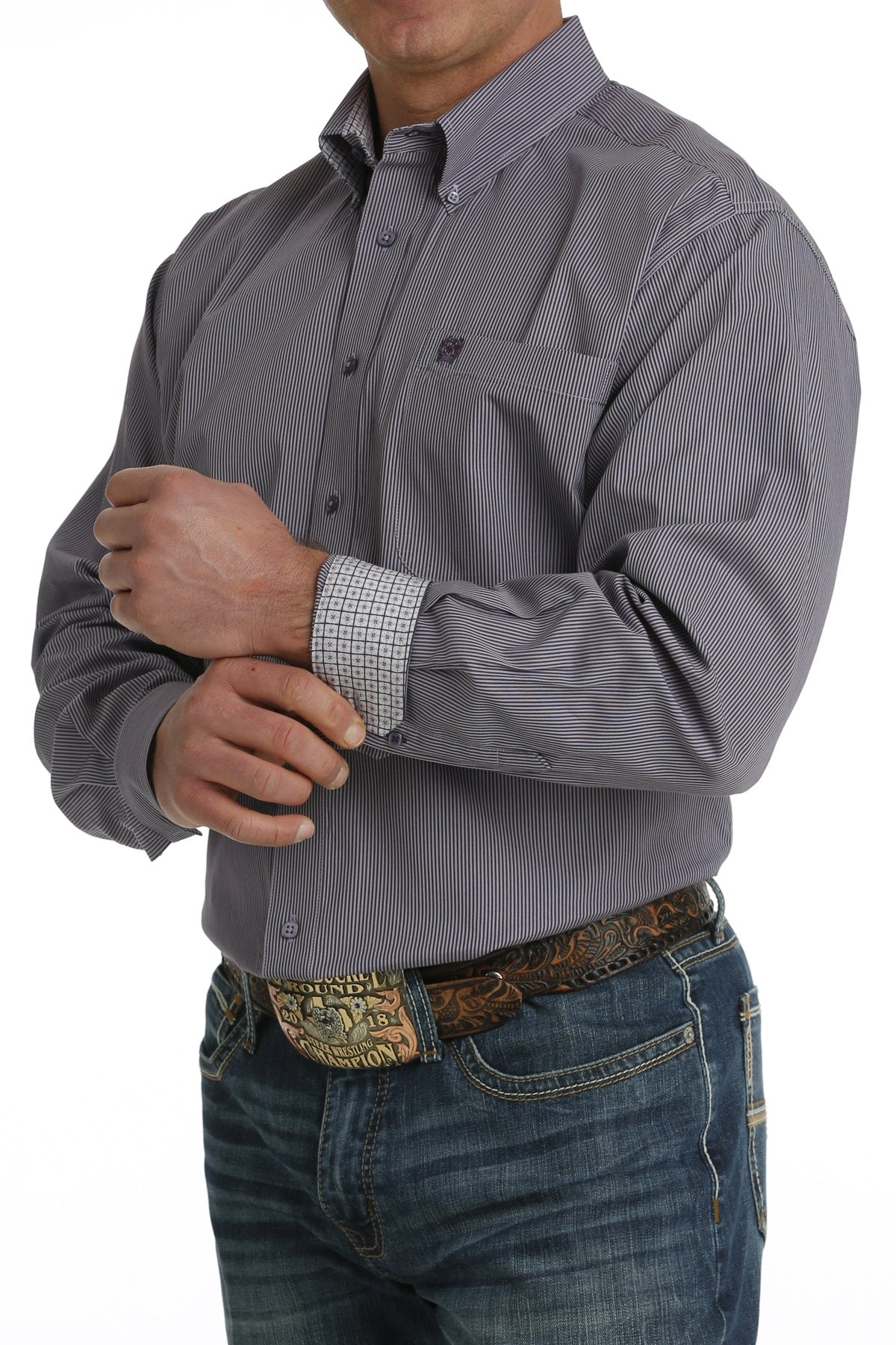 Cinch MNS Purple LS Stripe MTW1105736 - Southern Soule Designs