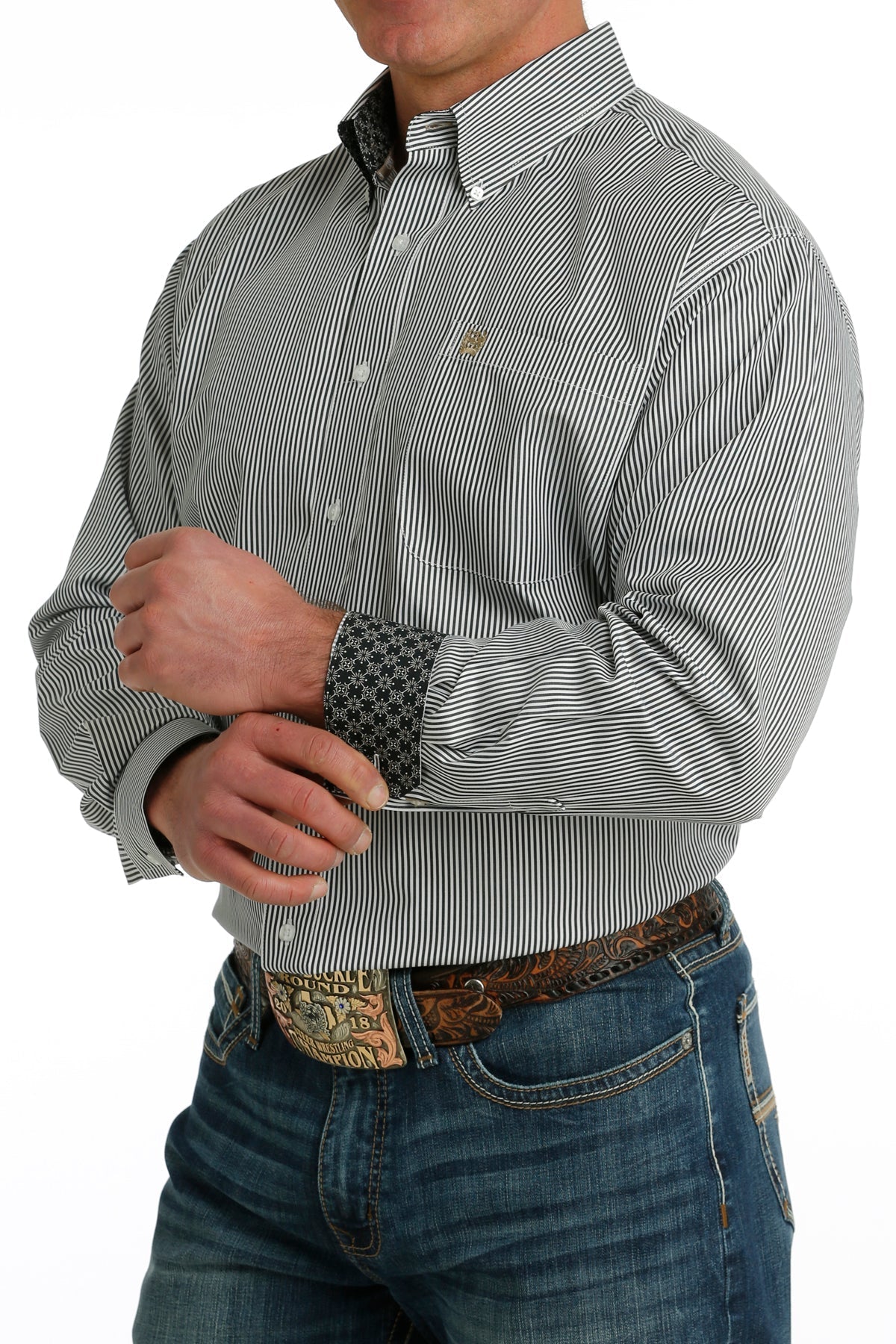 Cinch MTW1105722 MNS Wht LS Stripe - Southern Soule Designs