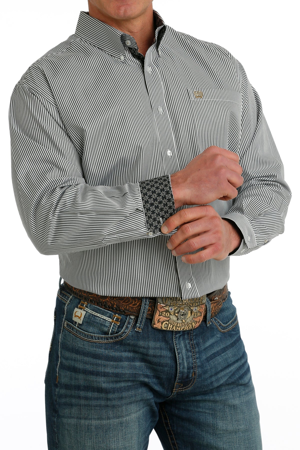 Cinch MTW1105722 MNS Wht LS Stripe - Southern Soule Designs