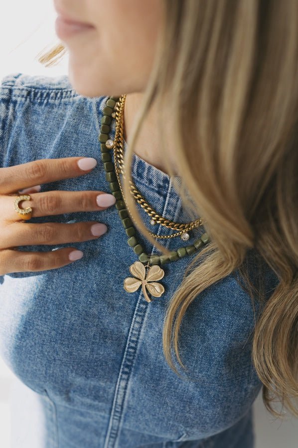 Classy in Clover Necklace - Hunter Green - Southern Soule Designs