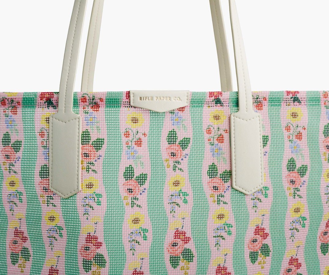 Climbing Roses Mesh Tote & Sunscreen Bag SGTM05 - Southern Soule Designs