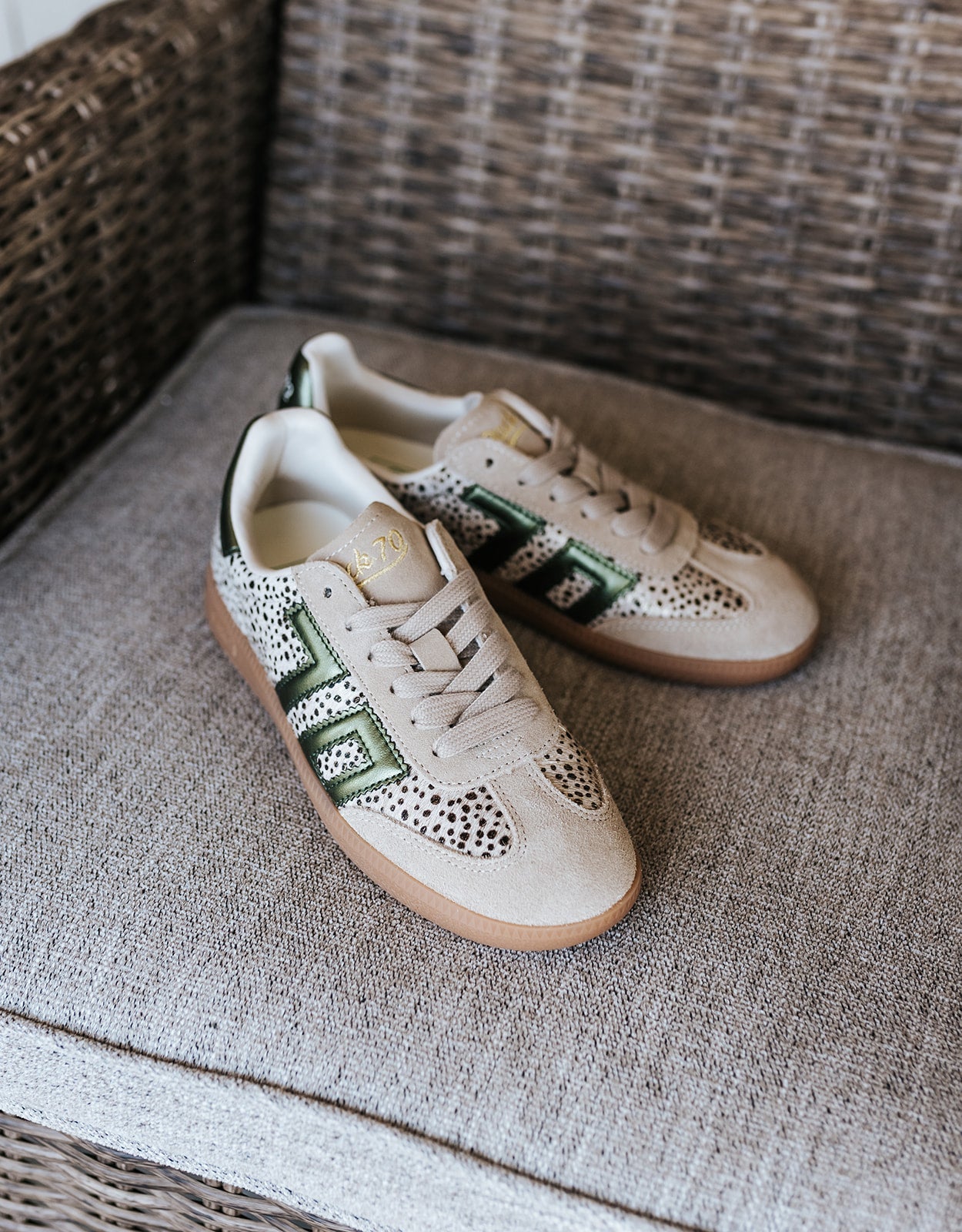 Cloud W26 in Pois Gold Forest Sneakers - Southern Soule Designs