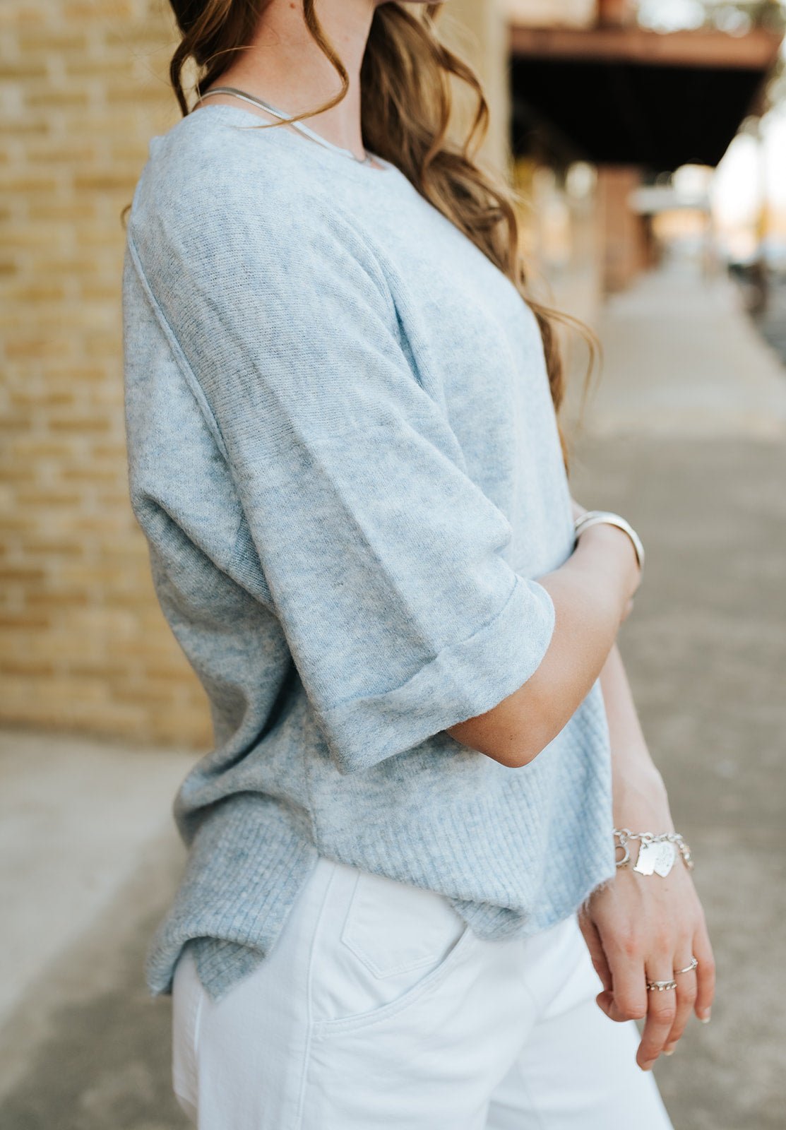 Coastline Blue Catrina Short Sleeve Sweater - Southern Soule Designs