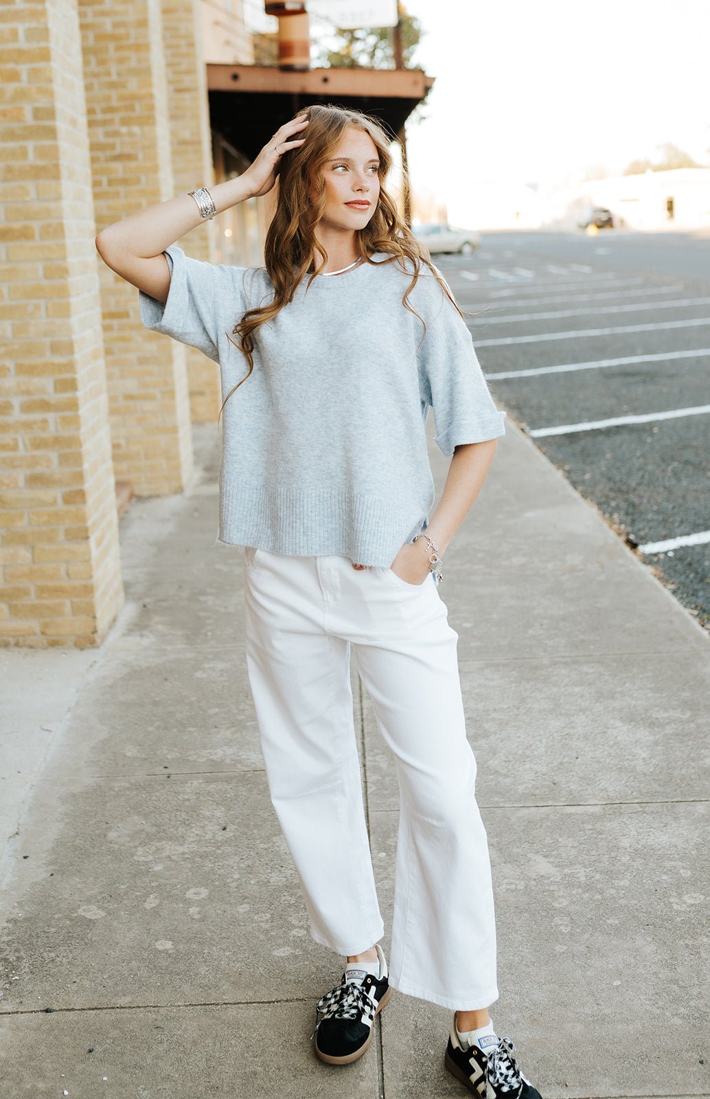 Coastline Blue Catrina Short Sleeve Sweater - Southern Soule Designs
