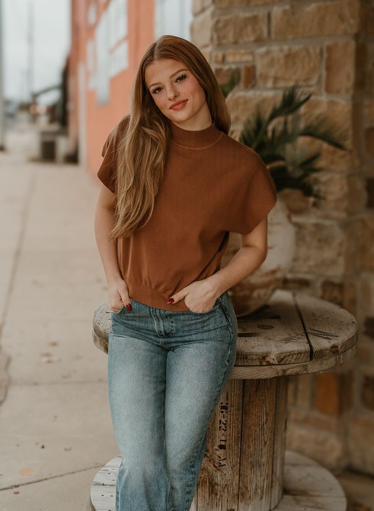 Coco Knit Mock Neck Top SG8414 - Southern Soule Designs