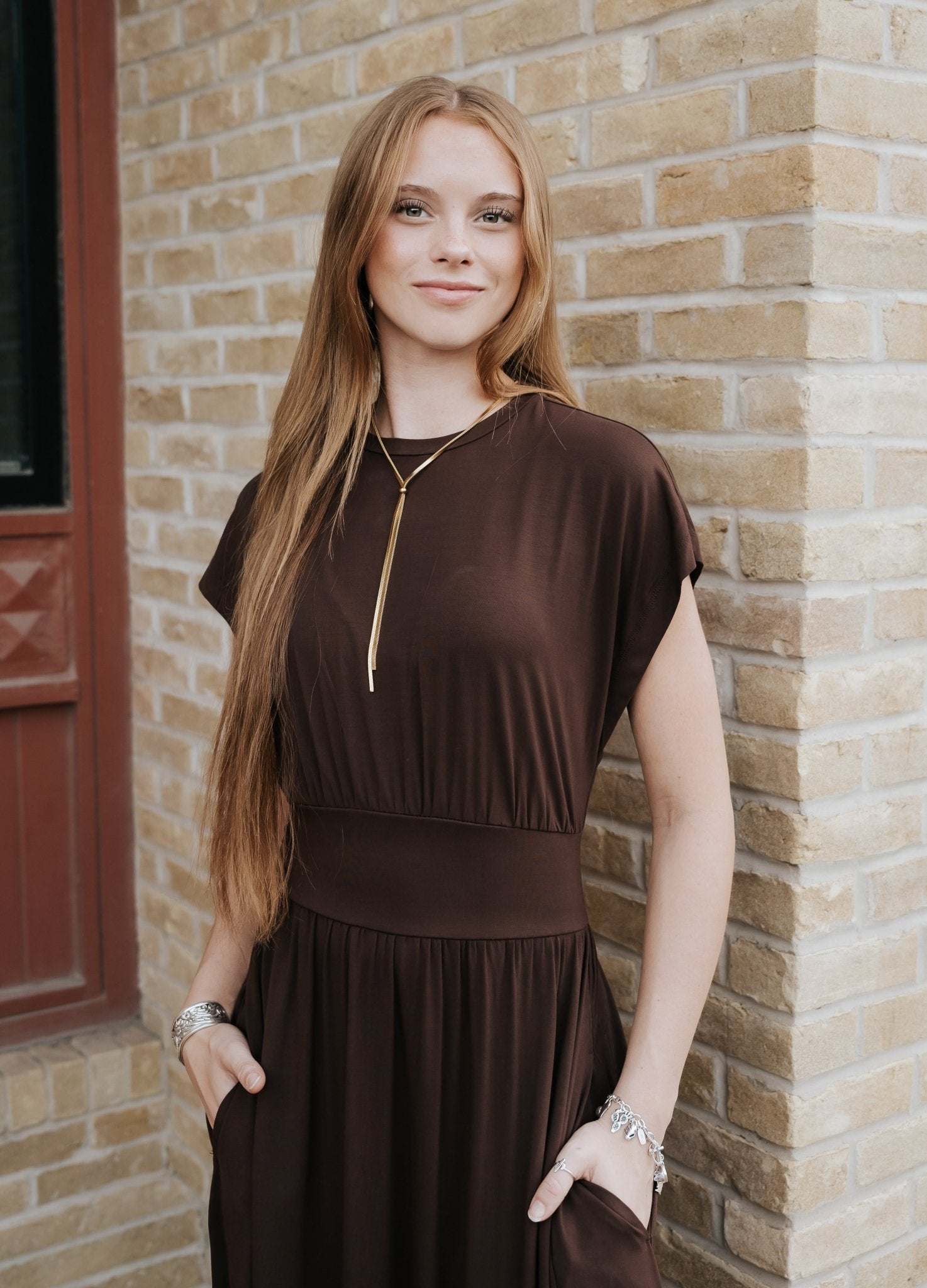 Cocoa Short Sleeve Midi Dress VJ50151 - Southern Soule Designs