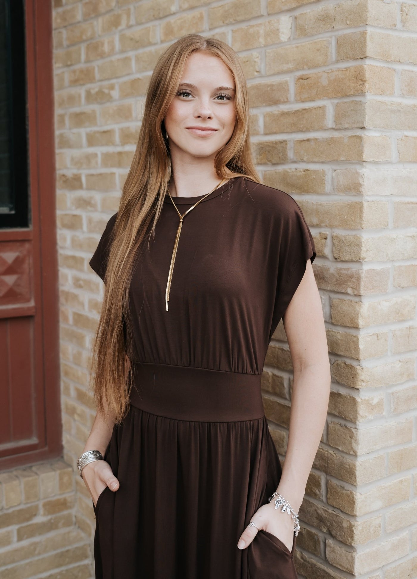 Cocoa Short Sleeve Midi Dress VJ50151 - Southern Soule Designs