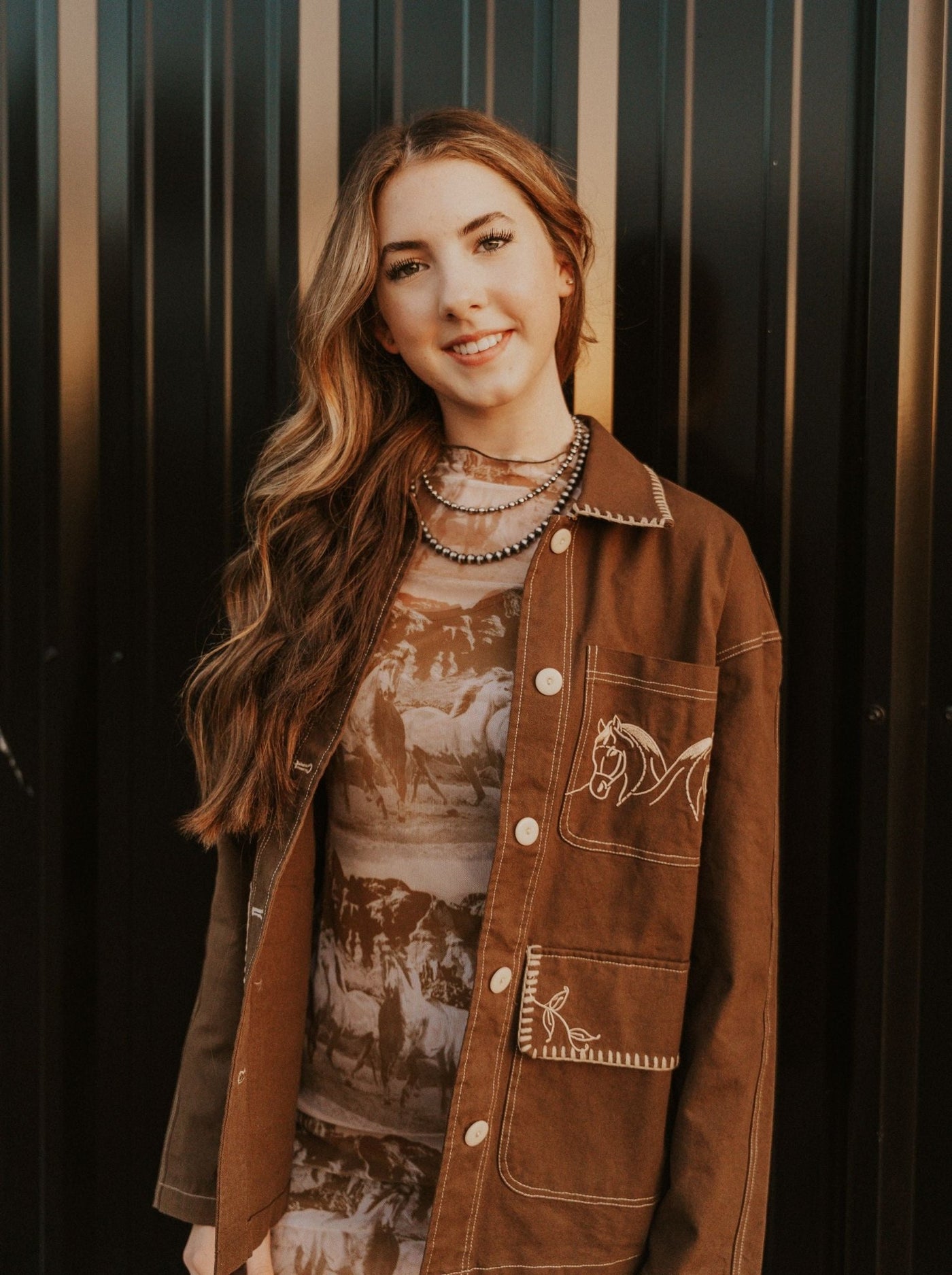 Coffee Western Stitch Jacket BRJ3176 - Southern Soule Designs