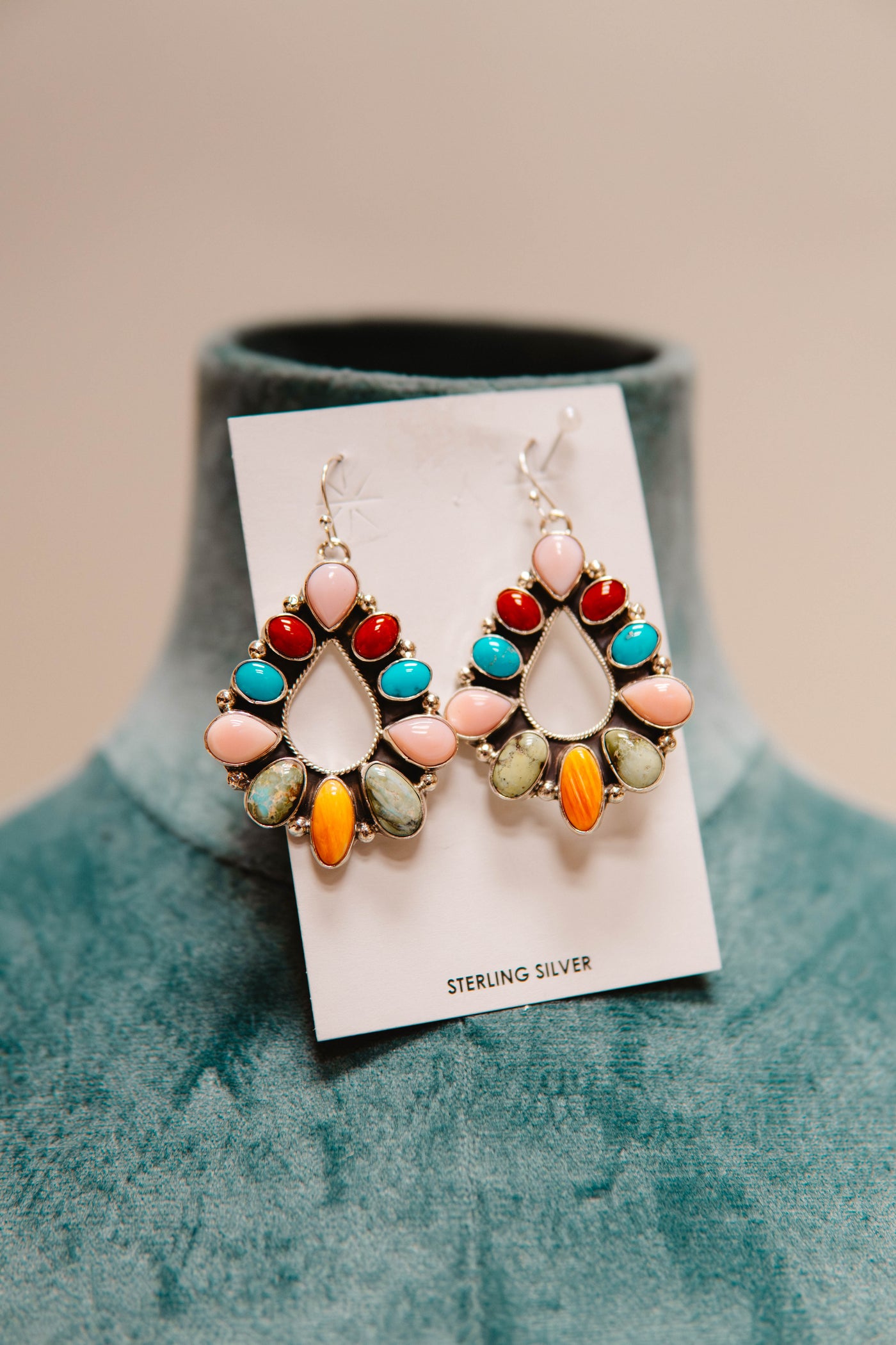 Sterling Multi Stone Teardrop Earring