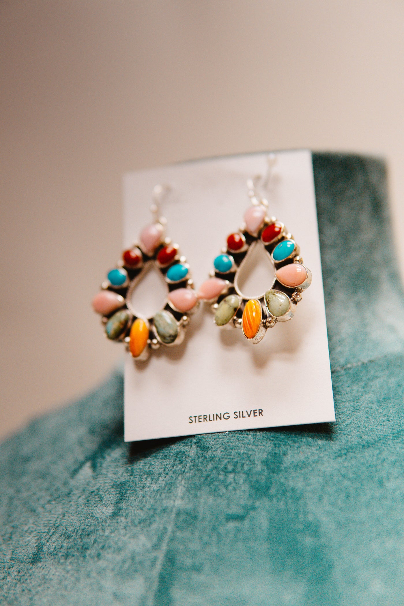 Sterling Multi Stone Teardrop Earring