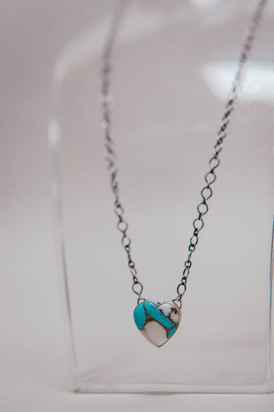 Cotton Candy Stone Heart Necklace