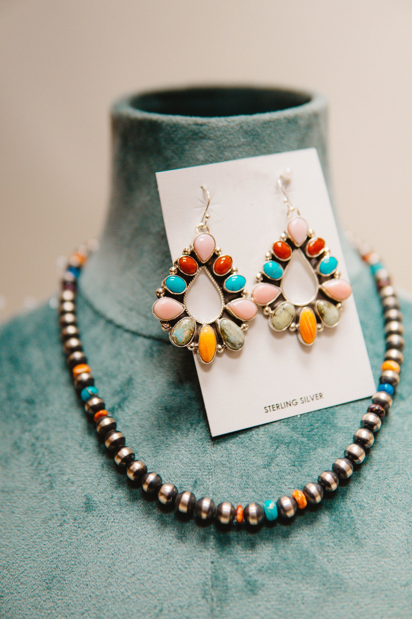 Sterling Multi Stone Teardrop Earring