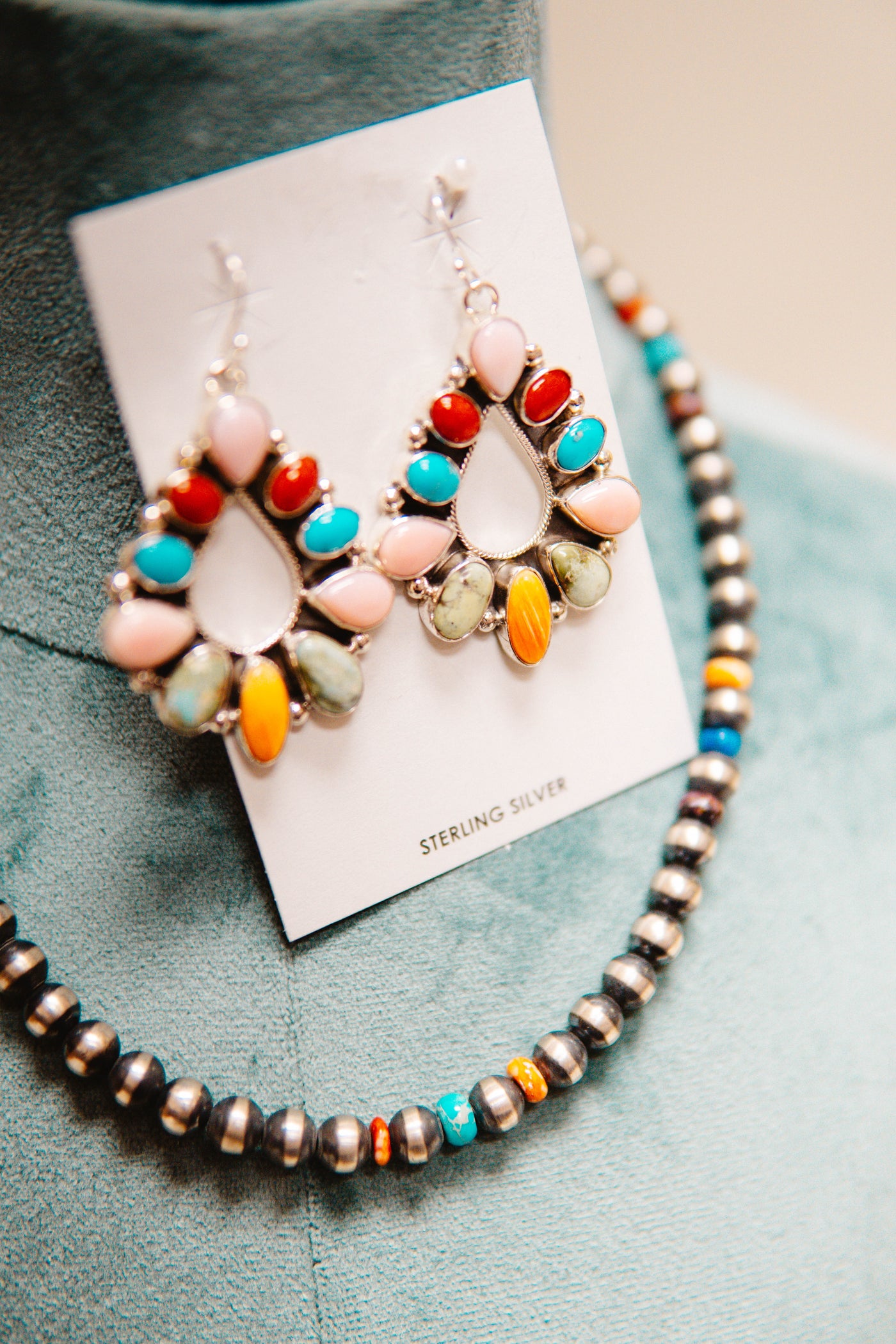 Sterling Multi Stone Teardrop Earring