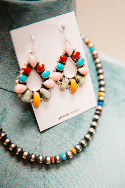 Sterling Multi Stone Teardrop Earring