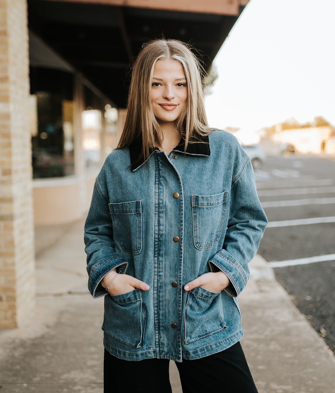Corduroy Collar Denim Utility Jacket J5947 - Southern Soule Designs