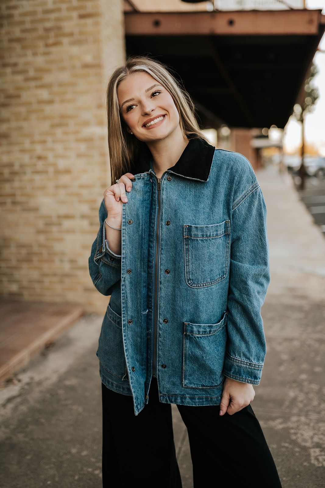 Corduroy Collar Denim Utility Jacket J5947 - Southern Soule Designs