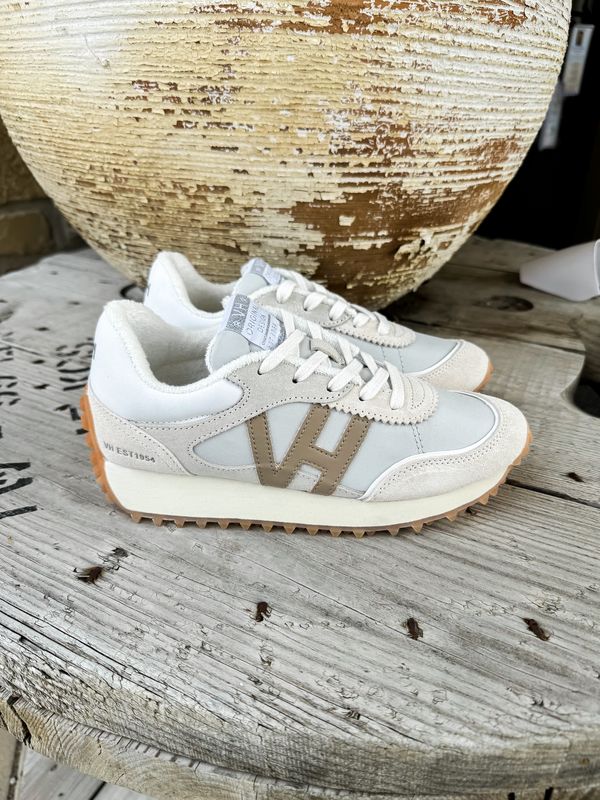 Cosmic 15 - White Pebbled/Taupe Sneaker - Southern Soule Designs