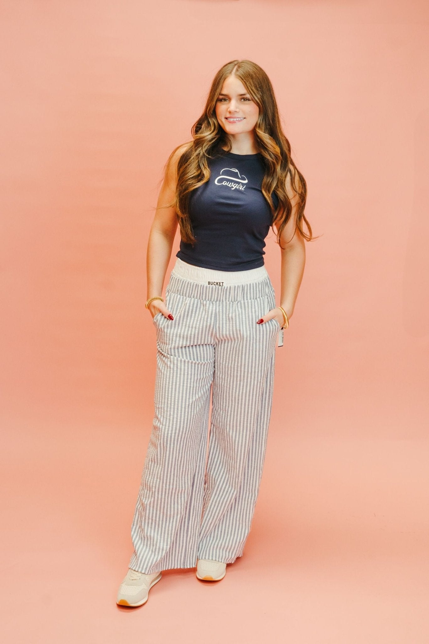 Cowgirl Navy Embroidered Tank - Southern Soule Designs