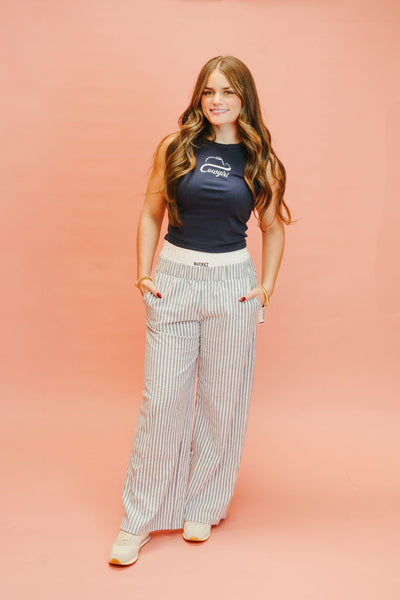 Cowgirl Navy Embroidered Tank - Southern Soule Designs