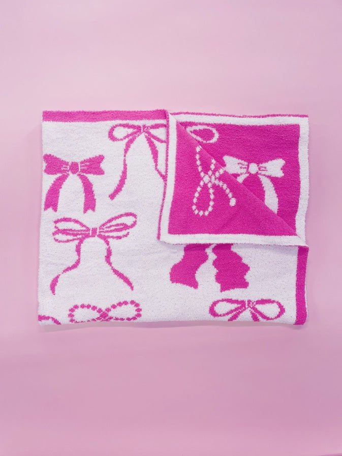 Cozy Pink Bow Throw Blanket - Southern Soule Designs