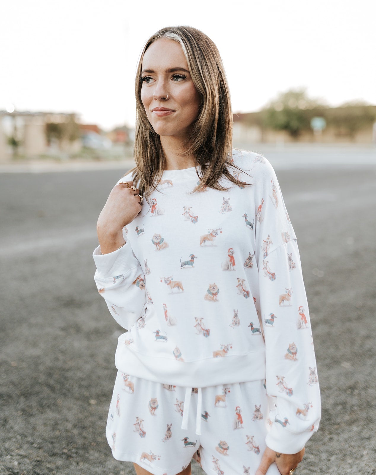 Cozy Up Pup Long Sleeve Top White ZLT254717 - Southern Soule Designs