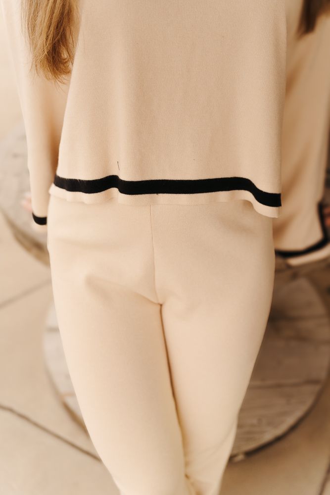 Cream Black Wide Leg Pants ILS4205 - Southern Soule Designs